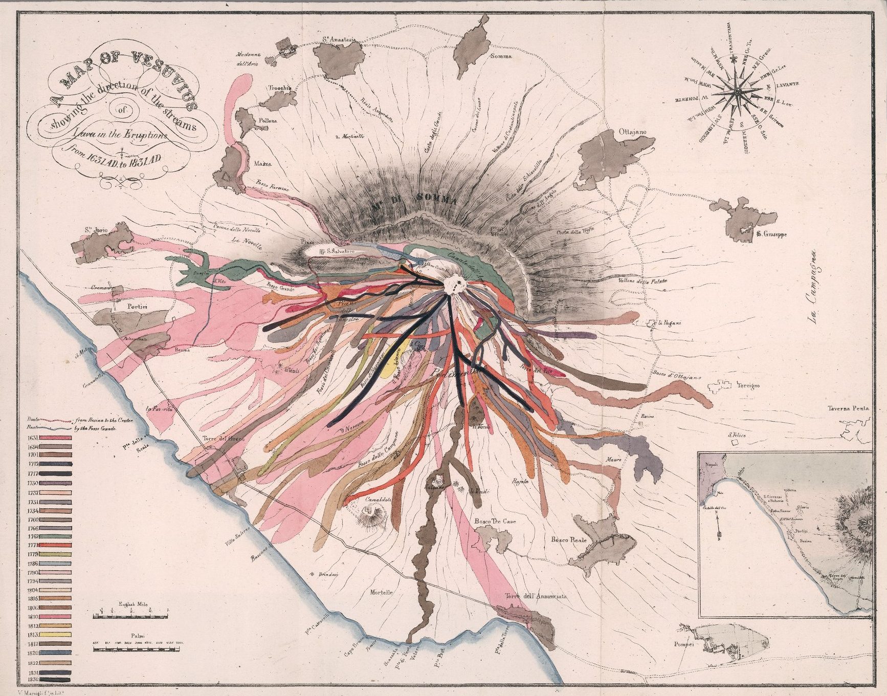 Vesuvius lava streams map