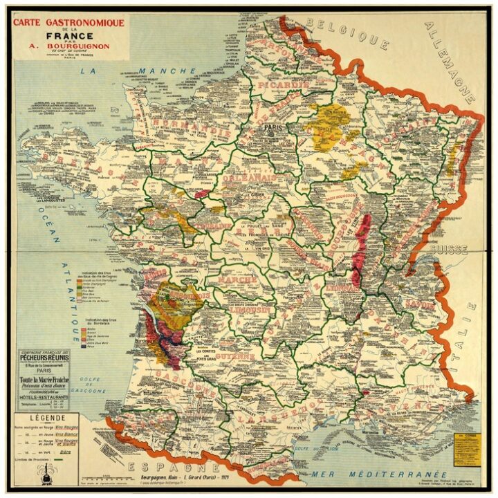Gastronomic map of France, 1929