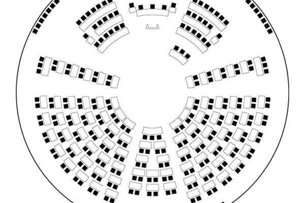 Seating plan of a parliament chamber, from Parliament by XML, 2016
