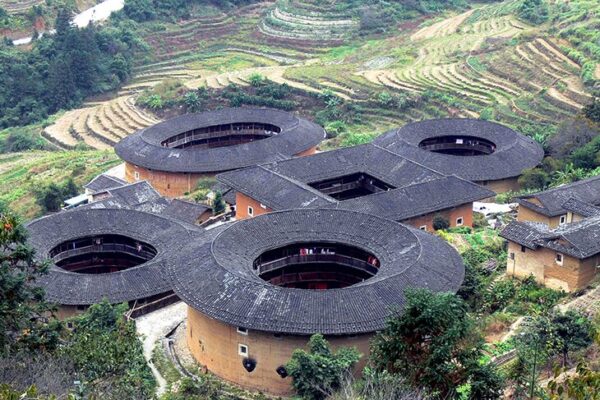 Round earthen houses of the Fujian Tulou, Fujian Province, China