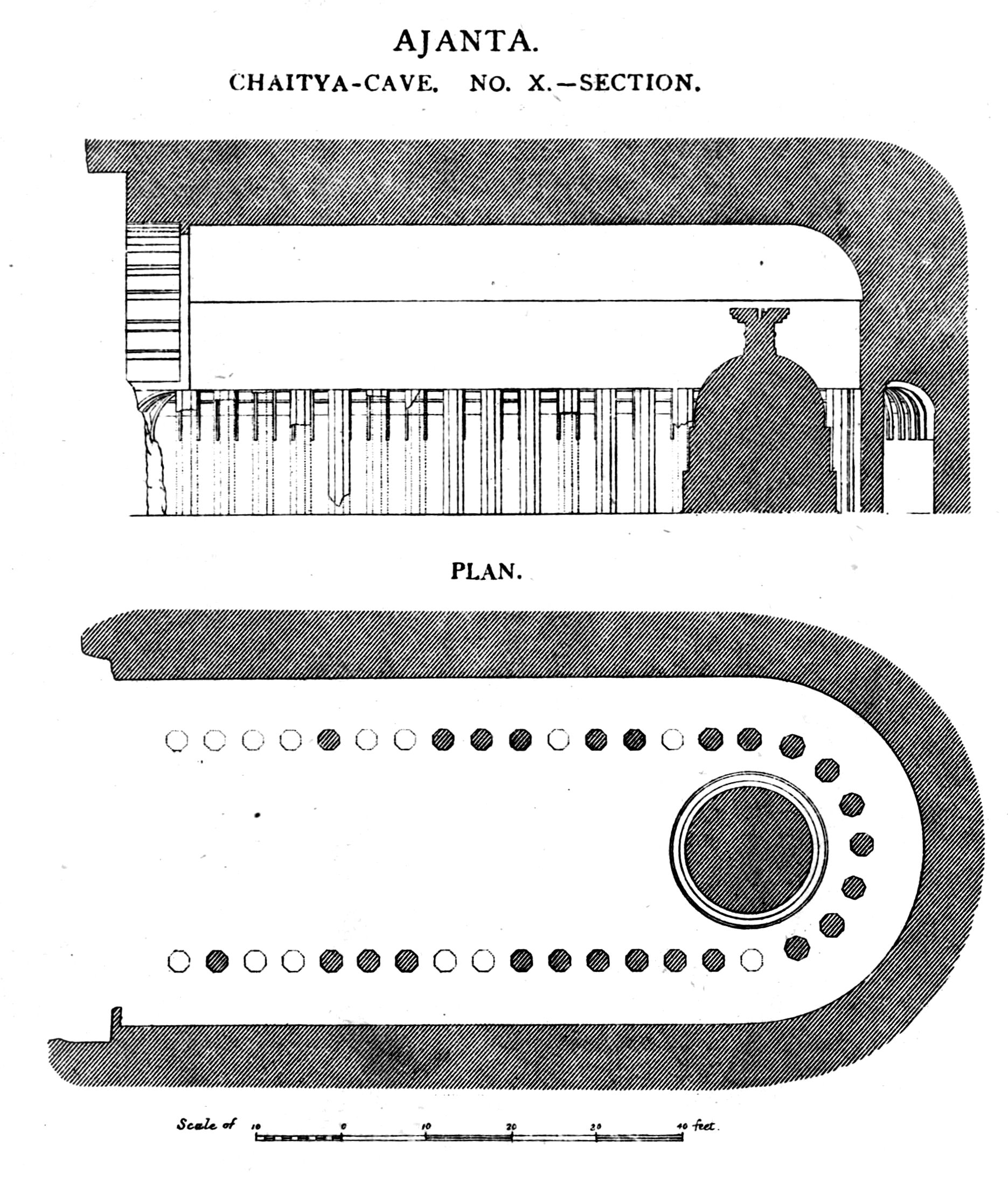 Ajanta Cave Chaitya Plan Section