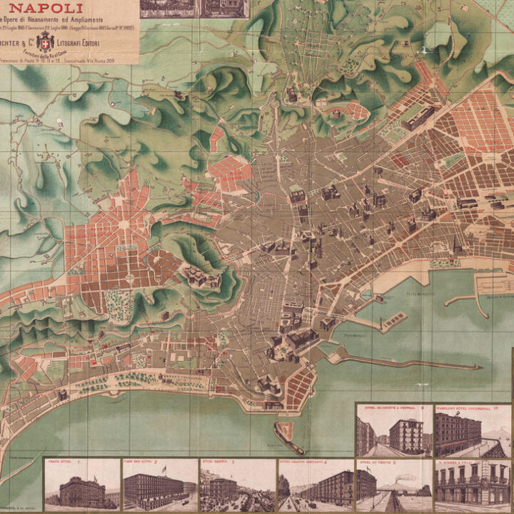 Perspective Map of Naples, a Guide from 1886