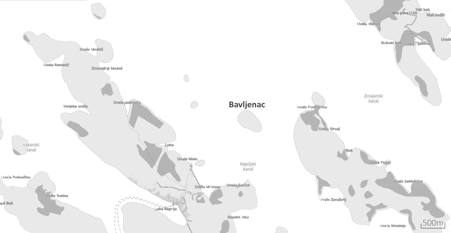 Bavljenac Map Croatia Archipelago Adriatic Sea