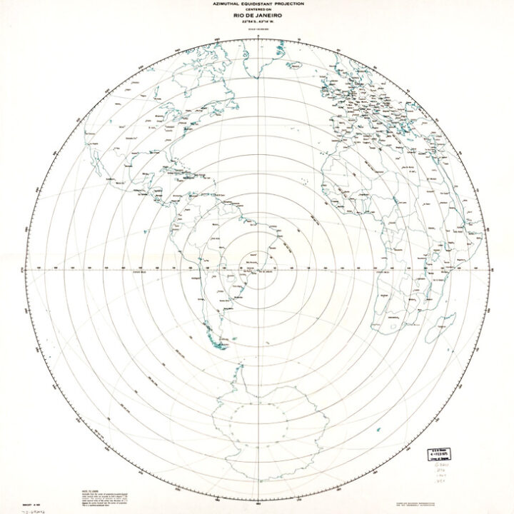 World Map centered in Rio de Janeiro