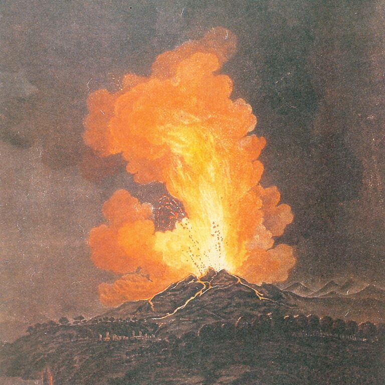 Eruption of Etna Eruzione dell'Etna del 1766, incisione colorata di Alessandro d’Anna